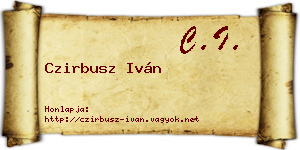 Czirbusz Iván névjegykártya